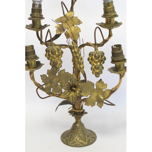 268 - Two late 19th/early 20th century gilt metal candelabra, one with five sconces, the other three sconc... 