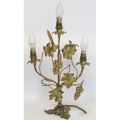 268 - Two late 19th/early 20th century gilt metal candelabra, one with five sconces, the other three sconc... 