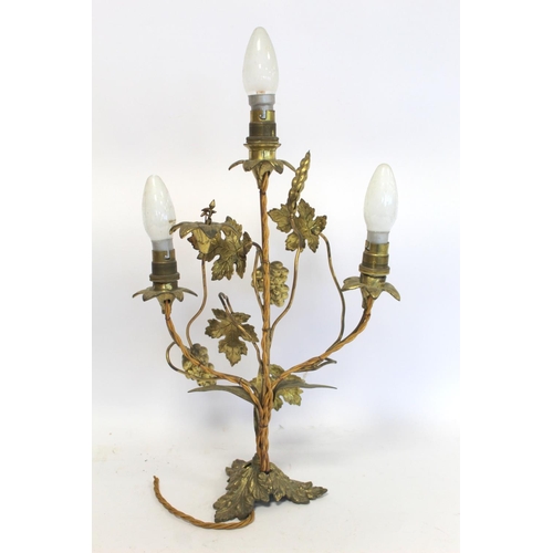 268 - Two late 19th/early 20th century gilt metal candelabra, one with five sconces, the other three sconc... 