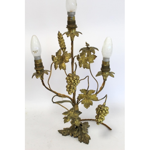 268 - Two late 19th/early 20th century gilt metal candelabra, one with five sconces, the other three sconc... 