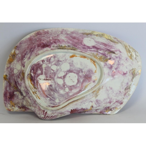 273 - Rare early 19th century Wedgwood Moonlight lustre shell shaped dish decorated with pink, purple and ... 