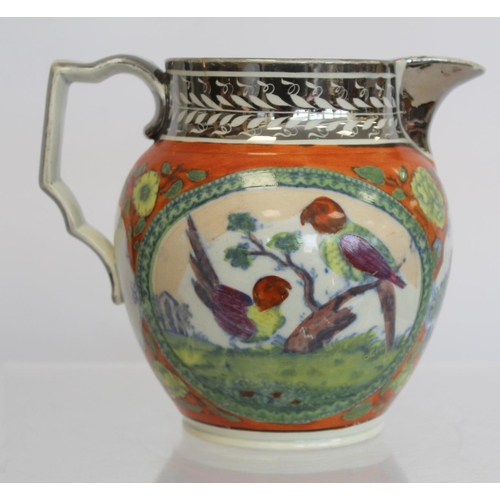 275 - Four early 19th century pottery jugs; one with yellow ground, bat printed panels of country estates ... 