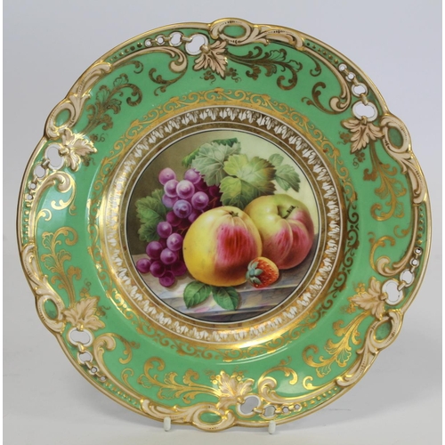 278 - Pair of early 19th century Ridgway porcelain dessert plates, finely decorated with hand painted pane... 