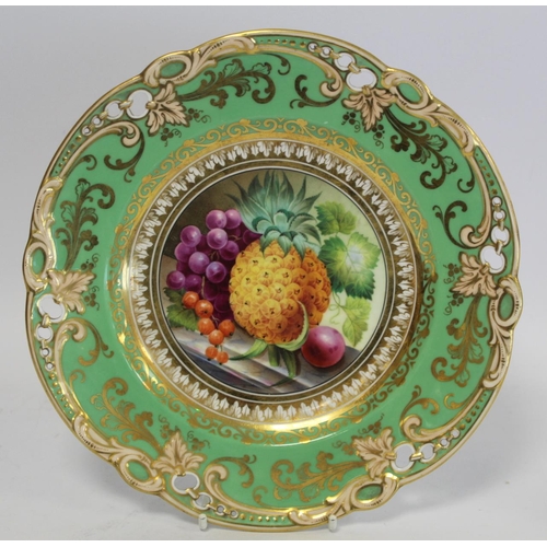 278 - Pair of early 19th century Ridgway porcelain dessert plates, finely decorated with hand painted pane... 