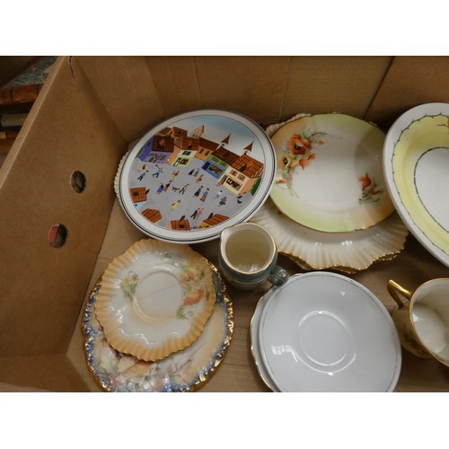 17 - Box of vintage tea ware and trivet.