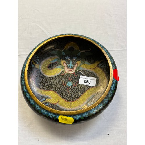 280 - Two Chinese Cloisonné bowls; one marks to base