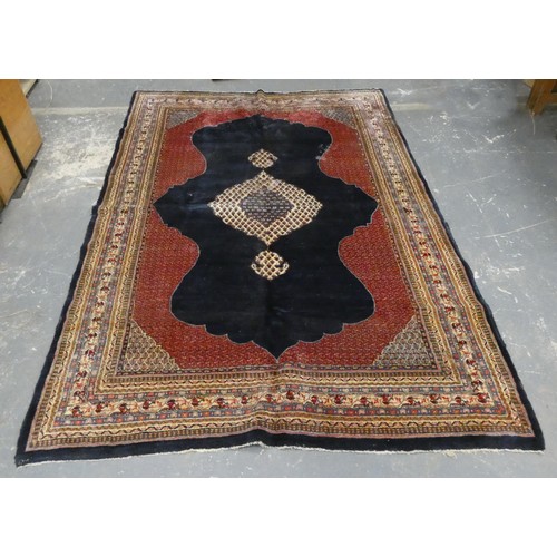 456 - Persian Sarouk/Sarough carpet, the hand knotted rug with a large medallion, with drop on cream, red ... 