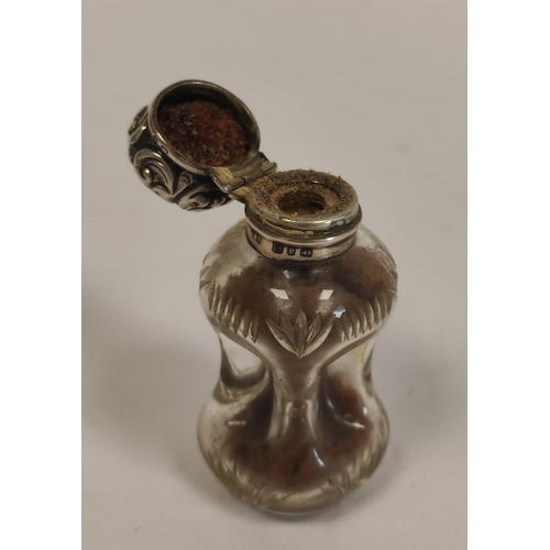 105 - Scent bottle of Dimple Haig style, with embossed silver cap, by Levi & Salaman Birmingham 1898.&... 