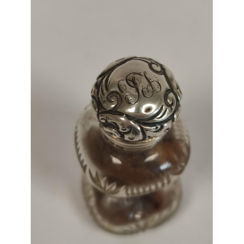 105 - Scent bottle of Dimple Haig style, with embossed silver cap, by Levi & Salaman Birmingham 1898.&... 