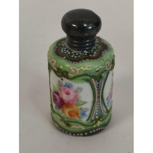 121 - Chinese porcelain snuff bottle, 1908 another cut glass 1887, silver mounted, both Birmingham and ano... 