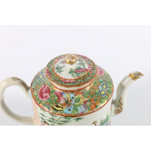 103 - Chinese Canton Famille Rose porcelain coffee pot, 12cm tall.