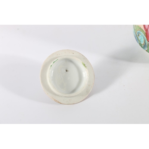 103 - Chinese Canton Famille Rose porcelain coffee pot, 12cm tall.