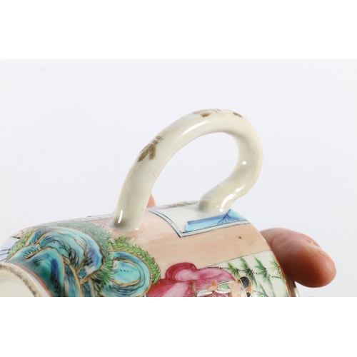 103 - Chinese Canton Famille Rose porcelain coffee pot, 12cm tall.