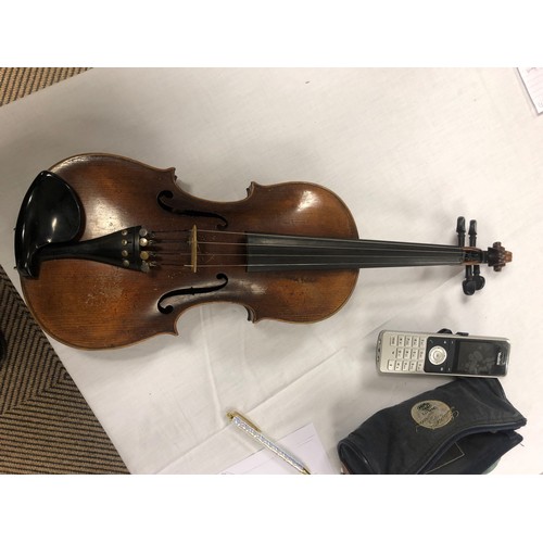 282 - German Violin labelled Joh. Bapt. Schweitzer..... 1813 , length of back 362mm, with a bow in case