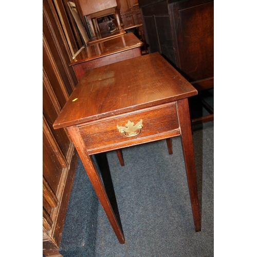 467 - Victorian mahogany hall table with side drawer, o square tapering supports, 70cm.