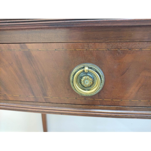 500 - Early 20th century Edwardian mahogany side table with bow fronted central drawer with ring handles. ... 