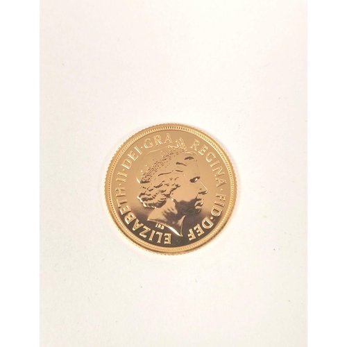 135 - 2015 gold Sovereign, uncirculated.