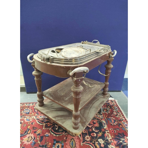 491 - Catering meat serving/carving trolley, circa 1920s, with a revolving silver plated domes cloche cove... 