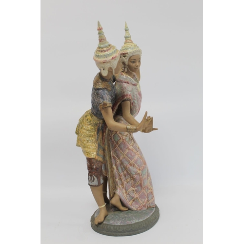 231 - Large Lladro Gres figure group of two Thai dancers, 