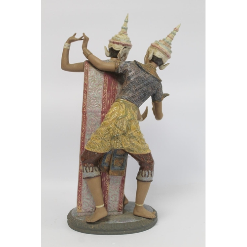 231 - Large Lladro Gres figure group of two Thai dancers, 