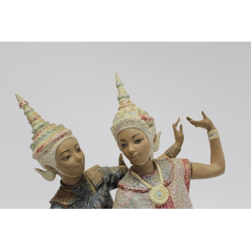 231 - Large Lladro Gres figure group of two Thai dancers, 