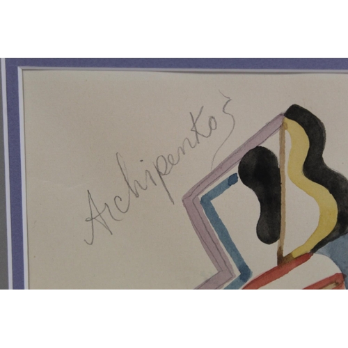 286 - Follower of Alexander Archipenko.Cubist figure.Watercolour over pencil.25cm x 18cm.Bears signature.... 