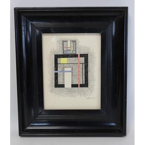 287 - Attrib. Burgoyne Diller (American 1906-1985).Geometric abstract.Pencil, crayon and ink.53cm x 17cm.S... 