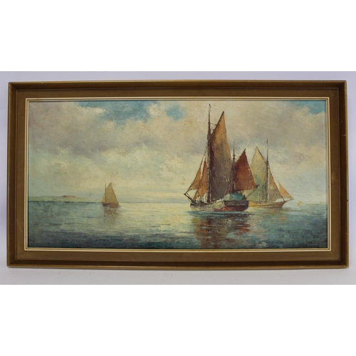 288 - Ambrojalb? (Second Half 20th Century Continental School, probably German).Fishing boats at sea.Oil o... 