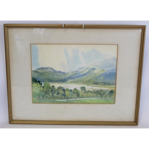 291 - Alastair Dallas (Scottish 1898-1983).Highland loch scene.Watercolour.26.5cm x 36.5cm.Signed, dated 1... 