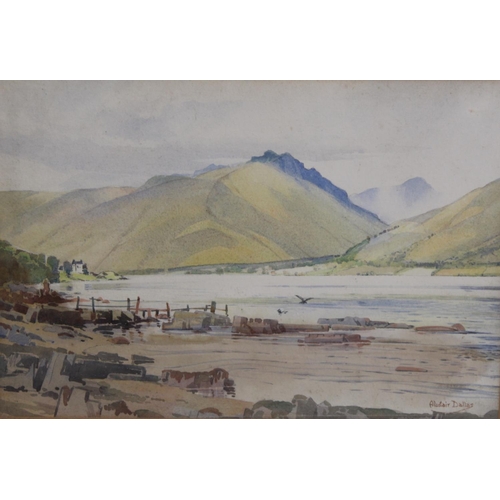 291 - Alastair Dallas (Scottish 1898-1983).Highland loch scene.Watercolour.26.5cm x 36.5cm.Signed, dated 1... 