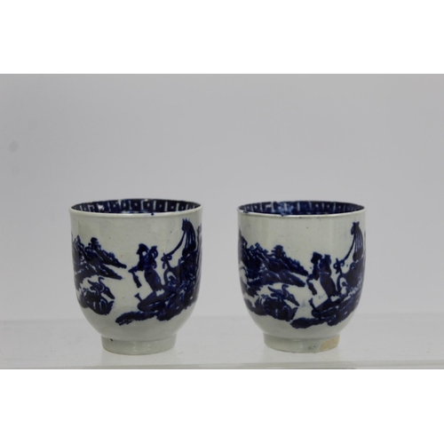 300 - Small collection of 18th and early 19th century English porcelain, comprising: two Worcester blue an... 