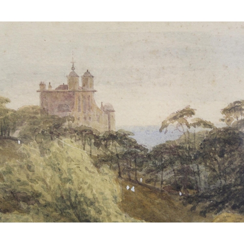 307 - William Turner of Oxford (1789-1862).Extensive parkland view with dell and turreted folly.Watercolou... 