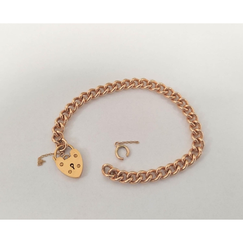 126 - 9ct gold curb link bracelet with padlock by CBL hallmarked for Birmingham 1994, 18cm length, 21g. (A... 