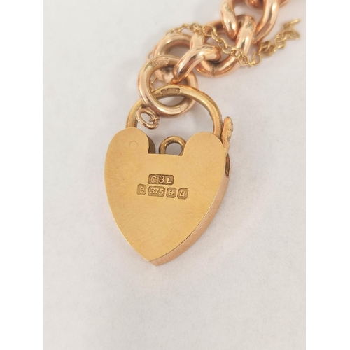 126 - 9ct gold curb link bracelet with padlock by CBL hallmarked for Birmingham 1994, 18cm length, 21g. (A... 