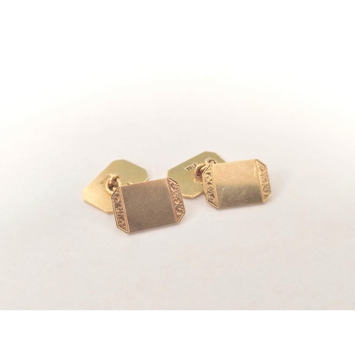 127 - Pair of 9ct gold chain cufflinks of elongated octagonal form by Payton Pepper & Sons Ltd Birming... 