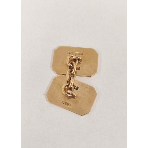 127 - Pair of 9ct gold chain cufflinks of elongated octagonal form by Payton Pepper & Sons Ltd Birming... 