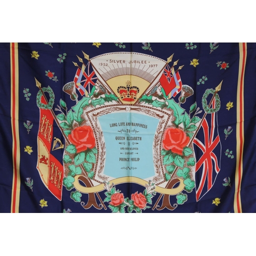 412 - Liberty of London vintage silk scarf commemorating the Silver Jubilee of Queen Elizabeth II 1977. Ap... 