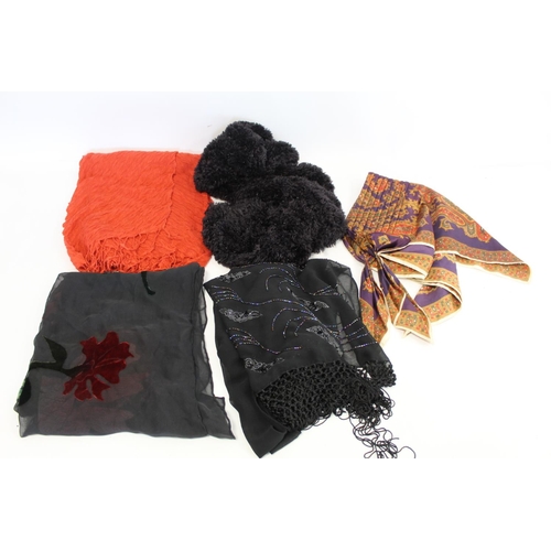 415 - Two Georgina von Etzdorf velvet scarves and five other lady's scarves.  (7).