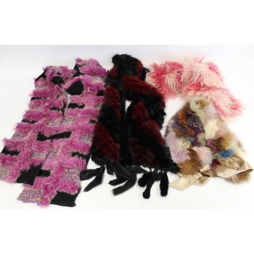 422 - Modern Passigatti multi coloured fox fur collar and three modern lady's scarves.