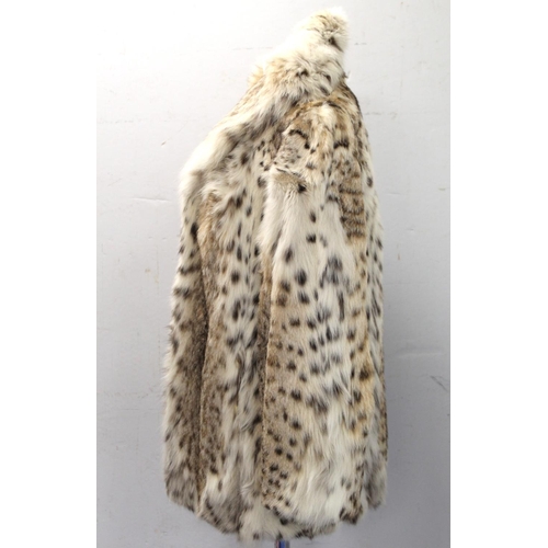 436 - Vintage Canadian Lynx fur jacket, with three hook fastenings, marked Kes II, embroidered initials S.... 