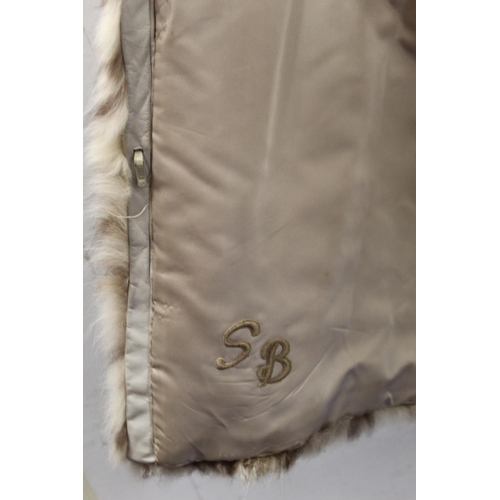 436 - Vintage Canadian Lynx fur jacket, with three hook fastenings, marked Kes II, embroidered initials S.... 