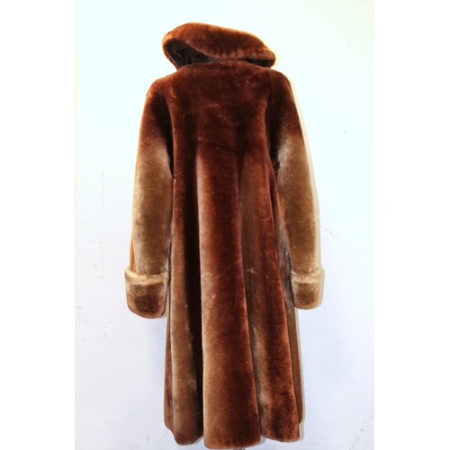 438 - Vintage sheepskin coat, chestnut brown, retailed by Arnison's of Penrith.