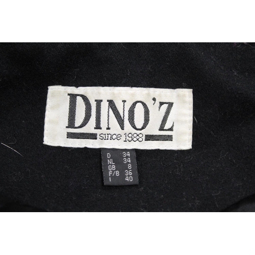 444 - Vintage Dino'z oversized black suede jacket, circa late 1980s/1990s, with appliqued and cut away pol... 