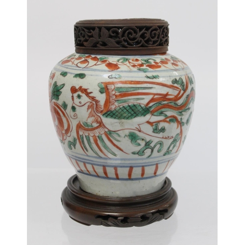 339 - Antique Oriental porcelain vase, probably Korean, of baluster form decorated with phoenix amongst fl... 