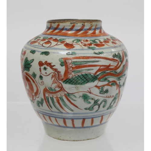 339 - Antique Oriental porcelain vase, probably Korean, of baluster form decorated with phoenix amongst fl... 