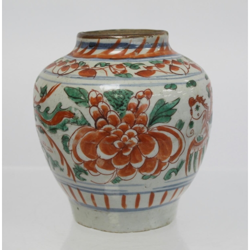 339 - Antique Oriental porcelain vase, probably Korean, of baluster form decorated with phoenix amongst fl... 