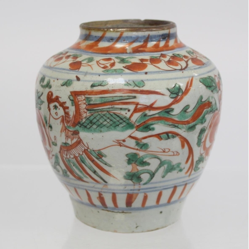 339 - Antique Oriental porcelain vase, probably Korean, of baluster form decorated with phoenix amongst fl... 