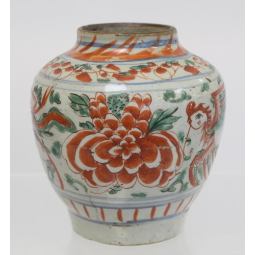 339 - Antique Oriental porcelain vase, probably Korean, of baluster form decorated with phoenix amongst fl... 