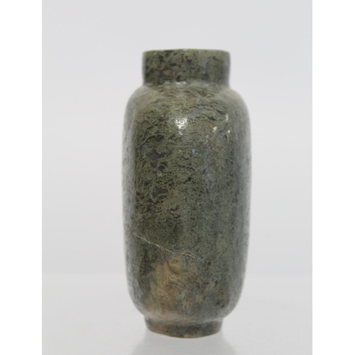 362 - 19th/20th century Chinese large table snuff bottle of mottled green moss agate type stone, lacking s... 