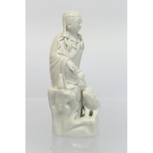 377 - Chinese blanc de chine figure of Liu Hai and the three legged toad, unmarked, 13.5cm high.